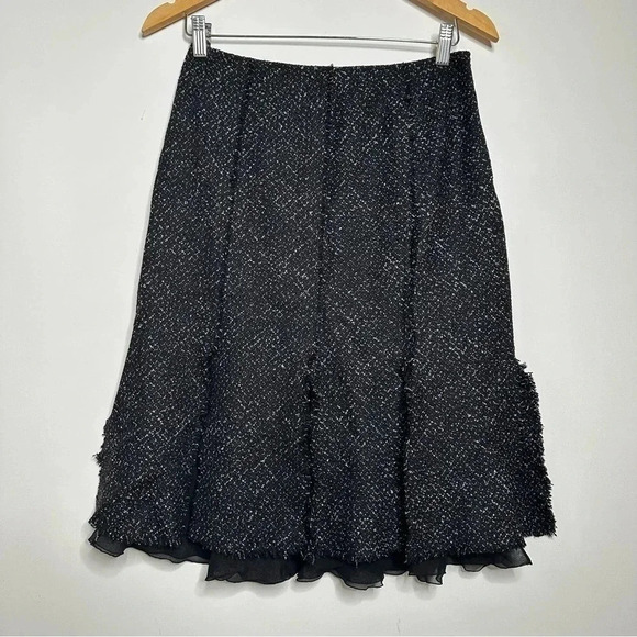 Lafayette 148 New York Black Tweed Split Layered Hem Skirt Size 6P - Picture 7 of 8